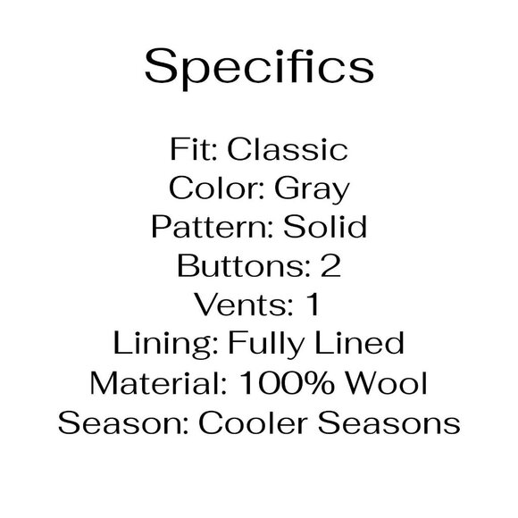 Farah 44R Gray Solid 2-Button Sport Coat Blazer Jacket P211 - Picture 4 of 11